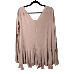 Free People We the Free Light Pink Tangerine Swing Long Sleeve Blouse Medium thumbnail 7