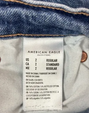 American Eagle Baggy Denim Jeans Size 2 High Rise Distressed Medium Wash thumbnail 8