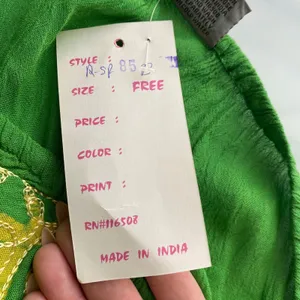 Fashion Terminal Cotton Boho Beachy Relaxed One Shoulder Kaftan Tunic Free Green thumbnail 7