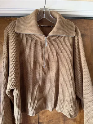 Oval Square Oswant Half Zip Knit. Size M Tan Size M thumbnail 3