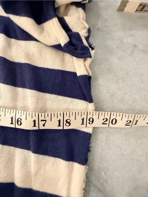 NWOT Free People We The Free Size L Blue Cream Striped Thermal Knit V Neck Top thumbnail 9