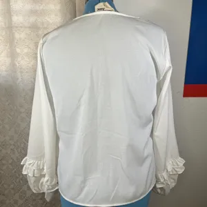 Savanna Jane White Boho Embroidered Floral Blouse V-neck size Large thumbnail 3