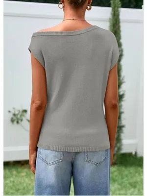PRETTYGARDEN NEW Off The Shoulder Top Casual Short Sleeve Sweater XL thumbnail 2