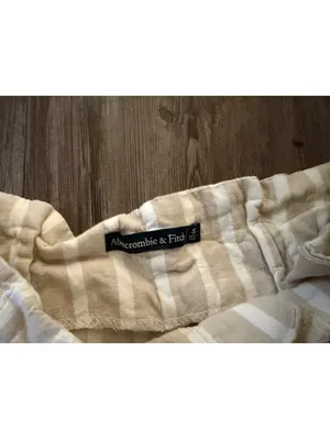 Abercrombie & Fitch High Rise Stripe Beige Belted Shorts S thumbnail 2