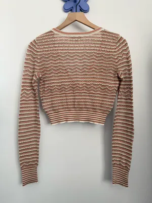 Intermix XS Minnie Chevron Knit Crop Cardigan Orange Metallic thumbnail 4