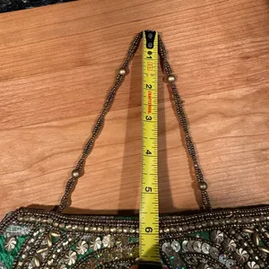 Evening Bag Beaded Sequin Clutch India Purse Green Gold Prom Formal thumbnail 8