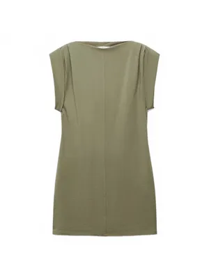Mango Cotton Knitted Dress with Turn-Up Sleeves Dates Khaki Green NWT Size 2/XS thumbnail 8