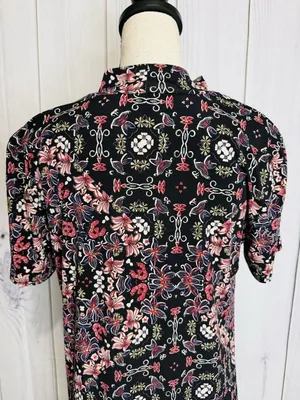 BCBGeneration Womens Size L Floral Short Sleeve A-Line Dress Mock Neck thumbnail 6