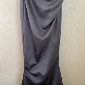 House of CB Fleur SHADOW SATIN STRAPLESS GOWN corset gray maxi dress size L NWOT thumbnail 5