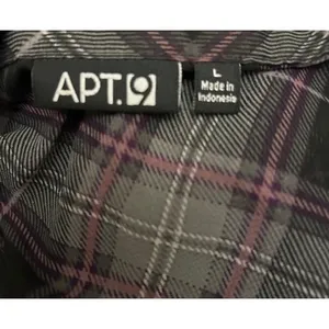 APT 9 Women's L Black Plaid‎ Ruffle Sheer Top w/ Black Tank Top Soft Goth Grunge thumbnail 4