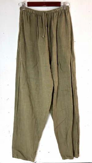 a la mode M/L Linen Straight Leg Pull-On Pants in Olive thumbnail 1