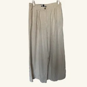 Anthropologie Aakaa‎ Cream Womens Wide-Leg Pants Size Large thumbnail 4