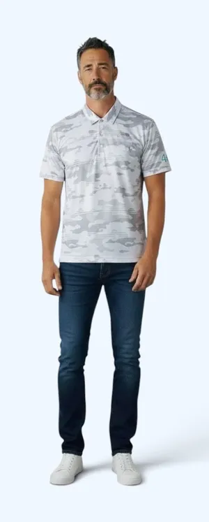 Travis Mathew NWT Gray Camo Beachside Stealth Polo Shirt, Size XL, MSRP $109 thumbnail 1