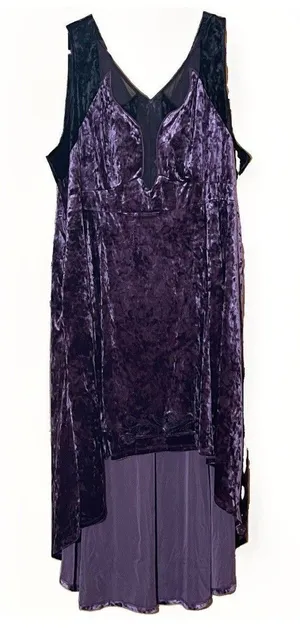 Hot Topic Sailor Moon Queen Beryl Dress 5X Plus Purple Velvet Hi Low NWT Cosplay thumbnail 1
