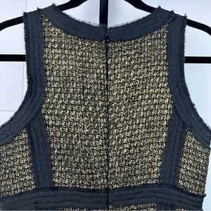 Michael Kors Tweed Sheath Dress Sz 4 Black Gold Metallic Career Cocktail Preppy thumbnail 6