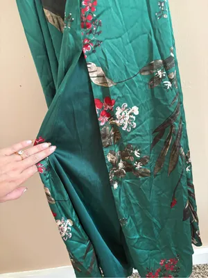 Lulus Still the One Emerald Green Floral Print Satin Maxi Dress Size Large NWT thumbnail 12