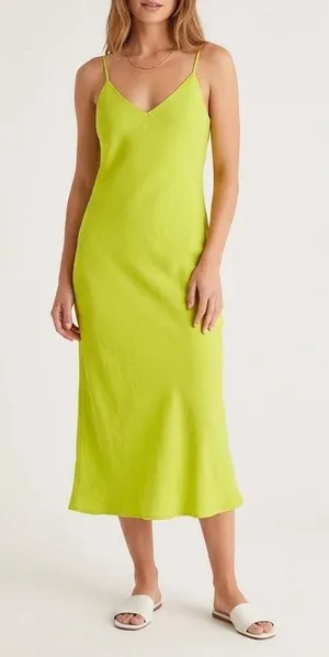 Zara Slip Dress Womens S Green V-Neck Sleeveless Everyday Wear Spaghetti Straps thumbnail 1