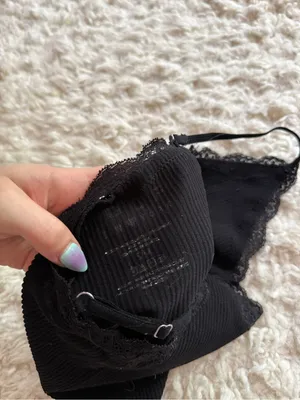 Black Lace-Trim Ribbed Cami Tank Top - Women thumbnail 3