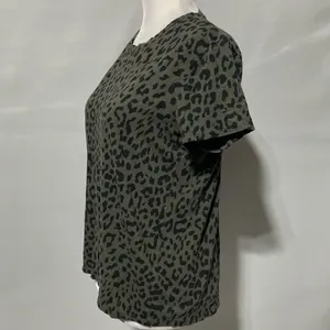 Lucky Brand Animal Print Short Sleeve Crewneck T-Shirt Olive Green Size Medium thumbnail 6