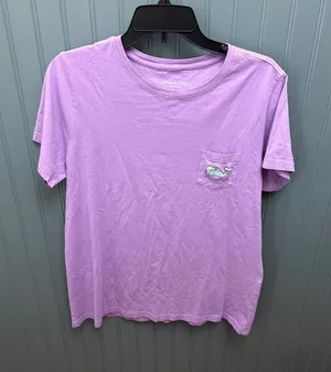 Vineyard Vines Womens Purple Flamingo Whale Logo Pocket T-Shirt Size L Short Slv thumbnail 1