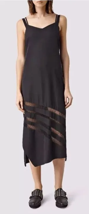 NWT AllSaints Womens Black Emeline Dress Size 0 thumbnail 1