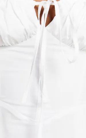 New Showpo MAIYA Midi Dress Tie Front Fitted Bodice Dress In White Size 4 thumbnail 6