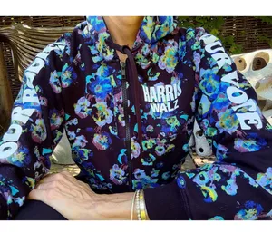 Ulla Johnson x Designers for Democracy Cotton Full Zip Hoodie Blue Floral Medium thumbnail 5