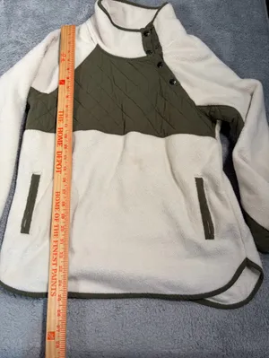 Abercrombie & fitch Olive & Cream Quilted Pullover Sweater fleece small thumbnail 10