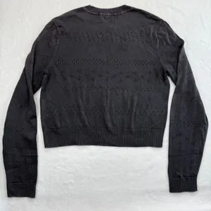 Rag & Bone Eyelet Knit Top Long Sleeve Cotton Blend Sweater Black Large‎ thumbnail 7
