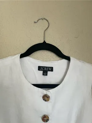 J. Crew Cutaway Vest Top Linen Size 2 White Quiet Luxury Sophisticated thumbnail 6