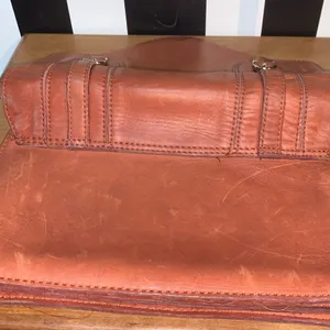 Vintage 70s Brown Genuine Leather Clutch Purse Envelope Style Hand Bag thumbnail 6