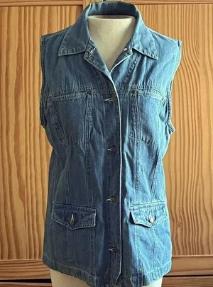 Vintage 80s 90s Hunt Club Denim Vest Retro women’s size M sz 8 10 thumbnail 1