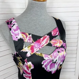 Cache Abstract Floral Cage Front Sleeveless Sheath Dress Black‎ Pink 12 thumbnail 5