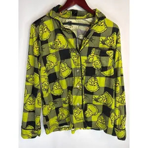 Dr. Seuss The Grinch Plaid Christmas 2‎ piece Pajama Set Women's Medium NWT thumbnail 4