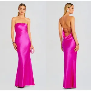 Retrofête Keaton Silk Maxi Dress Neon Pink Size‎ L NWT thumbnail 2