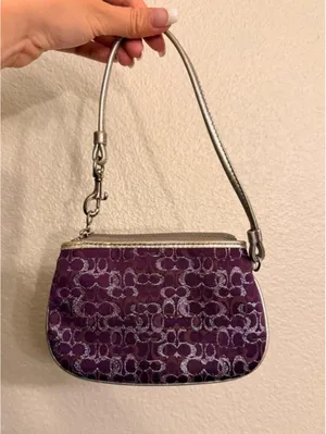 RARE Vintage Sparkly Purple and Silver Coach Wristlet thumbnail 2