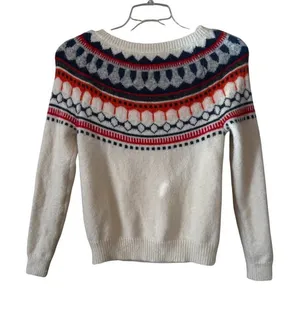 Gap Fair Isle Snow Cap Scandi Nordic Mohair Wool Sweater Sz‎ XS thumbnail 1