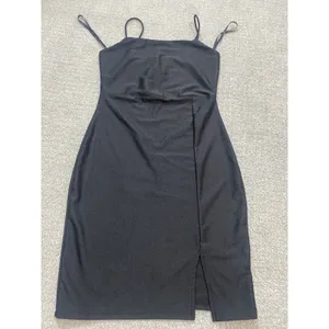 Elegant Black Strapless Bodycon Dress with Side Slit Size S thumbnail 14