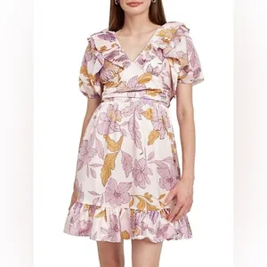 NWT En Saison Jeune Satin Floral Mini Dress Size Medium thumbnail 2