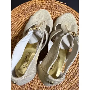 Michael Michael Kors Gold‎ Espadrille Wedge Sandals Front Zip Womens 7M PW13K thumbnail 8
