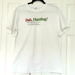 Gildan Bah Humbug A Christmas Carol Milwaukee Pabst White Short Sleeve Tee Shirt thumbnail 1
