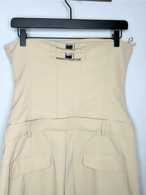 Zara Strapless Beige Jumpsuit Size L NWT thumbnail 7