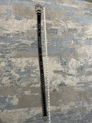 Western Leather Black Calf Hair Studded Rhinestone Embellished Statement Belt thumbnail 10
