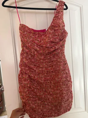 Pink floral mini dress thumbnail 1