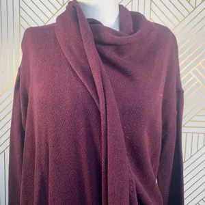 CAbi Port Wine‎ Fringe Wrap Cardigan Sweater thumbnail 4