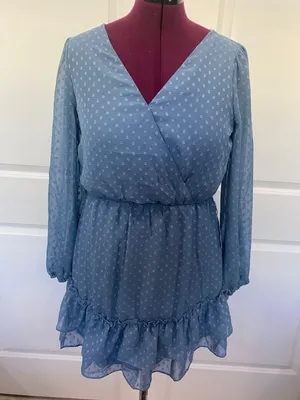 NWT B Smart Blue Long Sleeve Dress Size 9 thumbnail 3