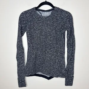 Lululemon Size 6 Runderful Long‎ Sleeve Knotted Jacquard Black White Running Gym thumbnail 4
