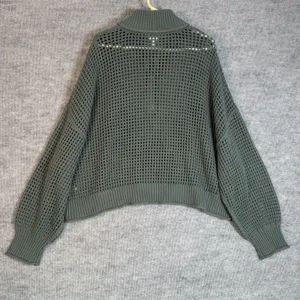 Aerie Size-XXL Womens Sweater Oversized Green Crochet Long Sleeve thumbnail 3