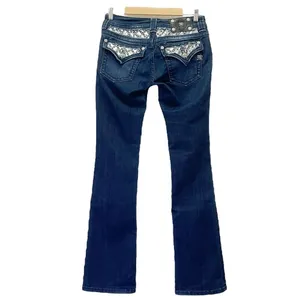 Miss Me Y2K Jeans Women's Size 29 Bling Rhinestone Back Flap Bootcut Dark Wash thumbnail 3