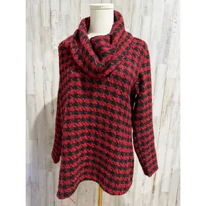 Lulu-B‎ Women's Cowl Neck Houndstooth Pullover Sweater Red Size Small thumbnail 2